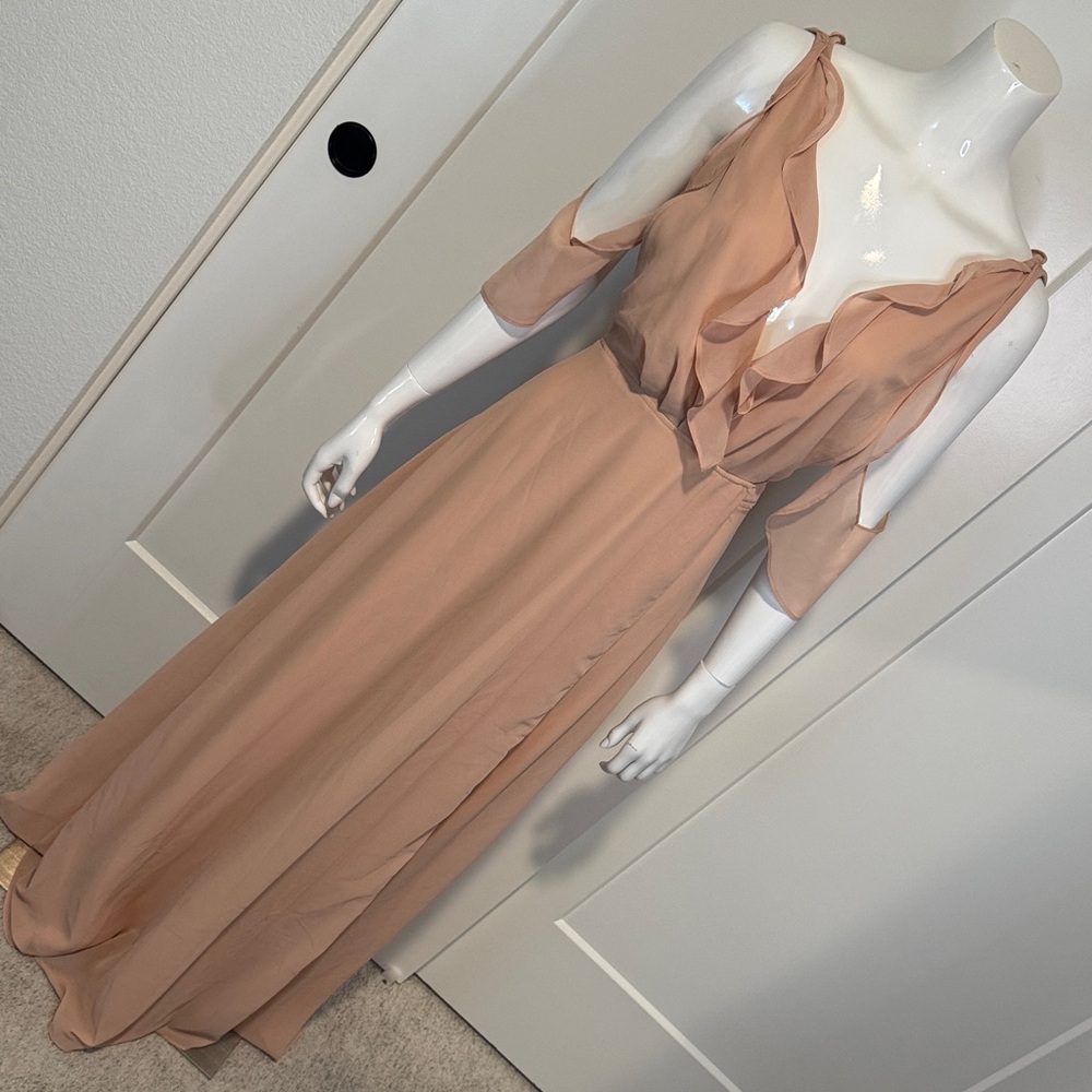 Boohoo Peach Off-Shoulder Dress